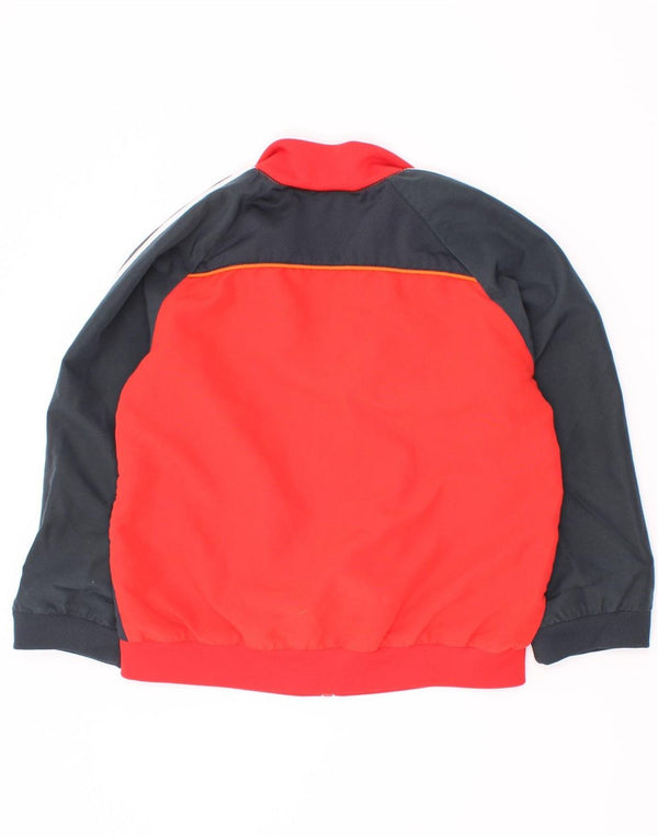 Adidas Boys Tracksuit Top Jacket 3-4 Years Red Colourblock Polyester