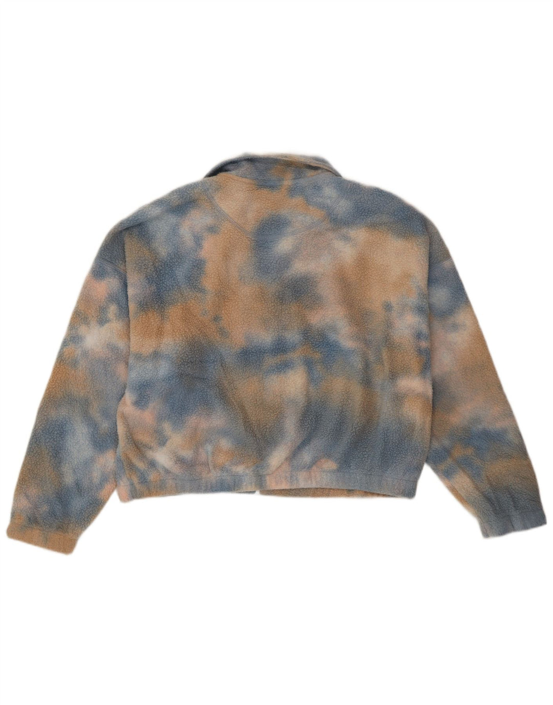 Quiksilver Womens Crop Oversized Fleece Jacket UK 16 Large Blue Tie Dye