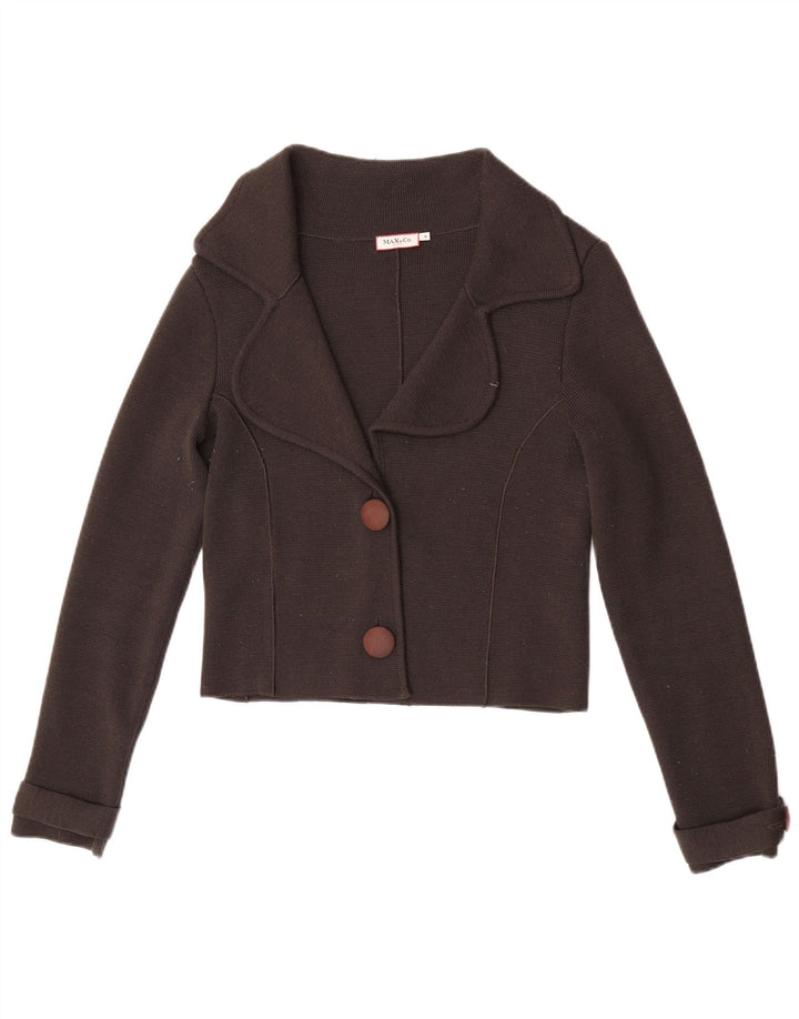 Max & Co. Womens Crop Cardigan Sweater UK 12 Medium Brown Wool