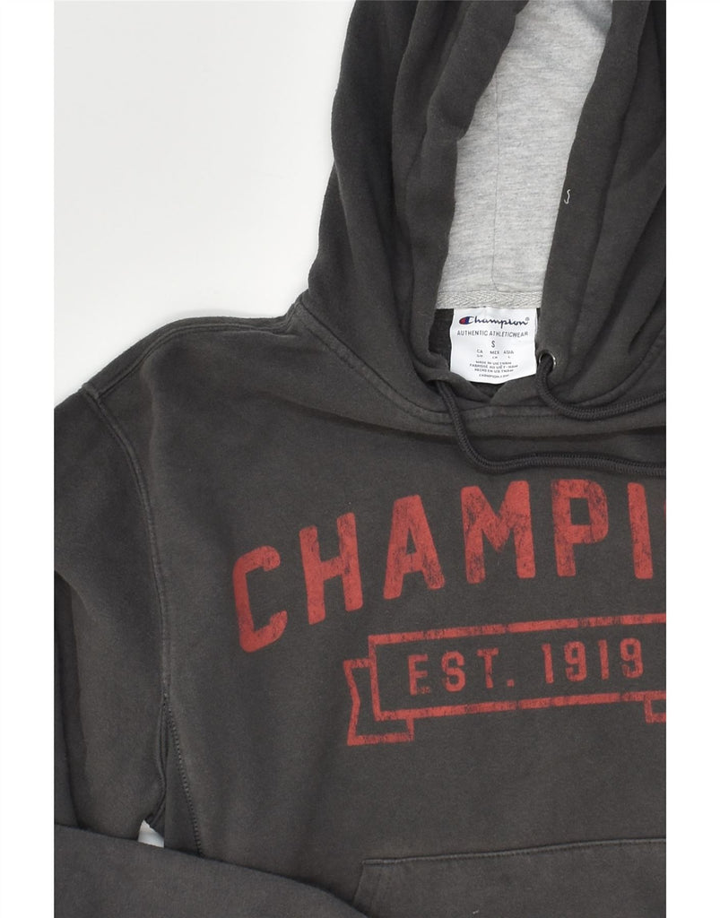 CHAMPION Mens Graphic Hoodie Jumper Small Grey Cotton | Vintage Champion | Thrift | Second-Hand Champion | Used Clothing | Messina Hembry 