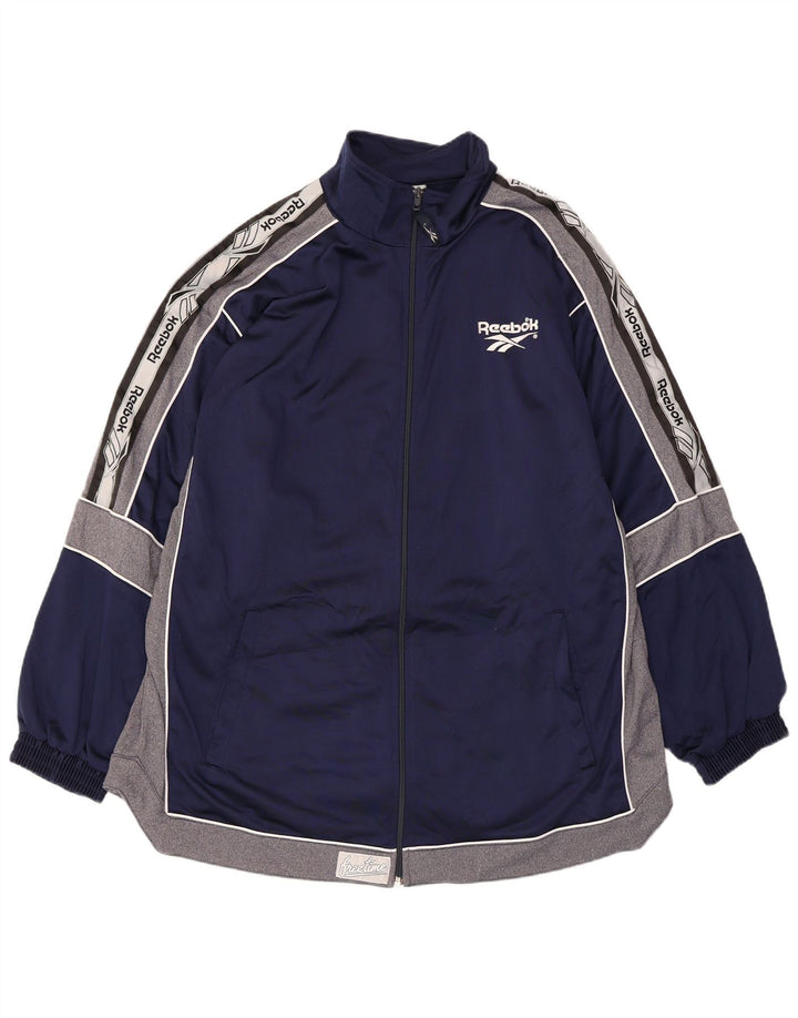 Reebok Mens Graphic Tracksuit Top Jacket Large Navy Blue Colourblock
