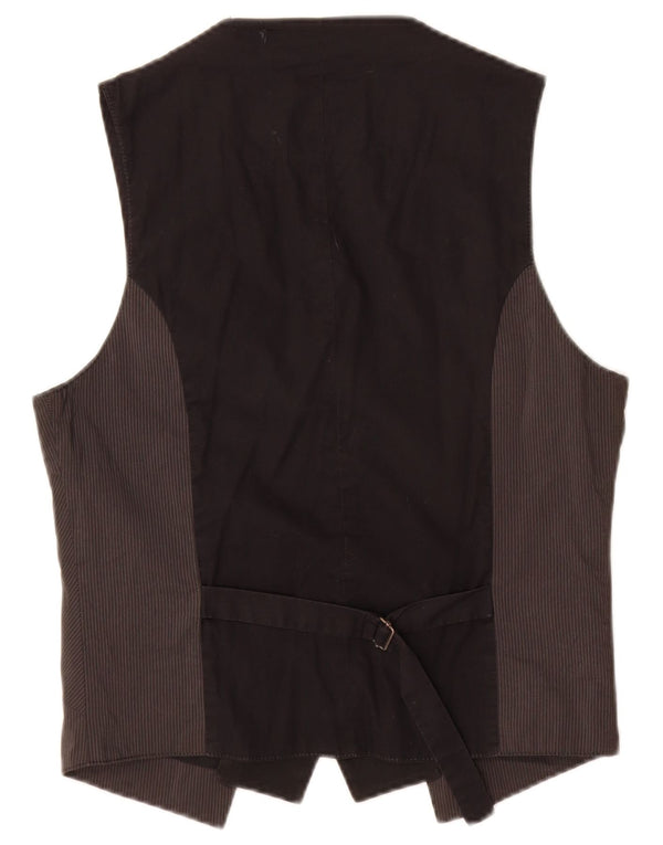 David Mayer Womens Waistcoat UK 14 Medium Black Pinstripe Cotton