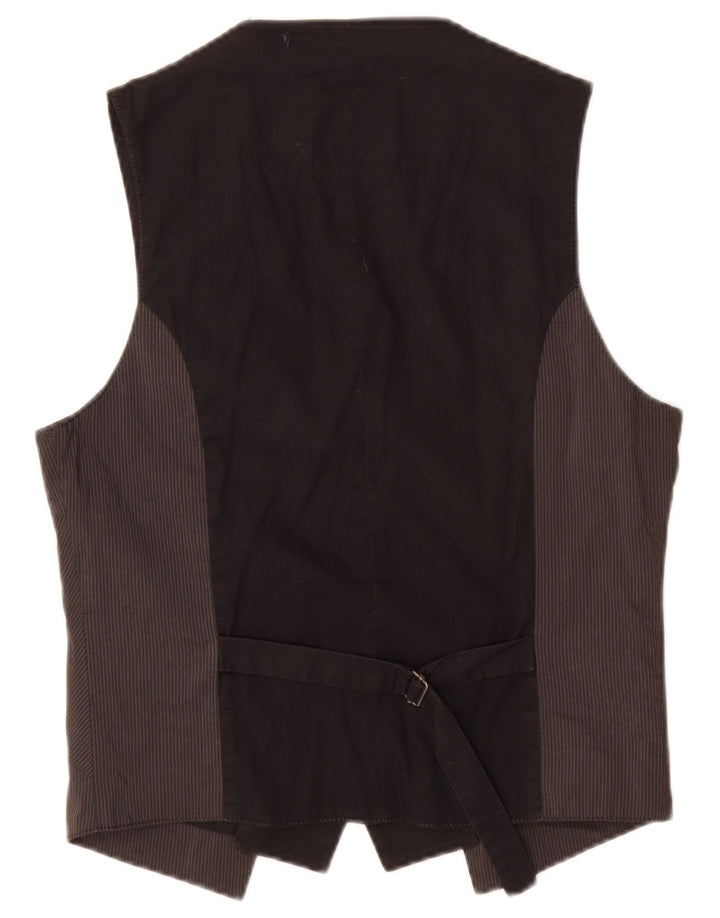 David Mayer Womens Waistcoat UK 14 Medium Black Pinstripe Cotton