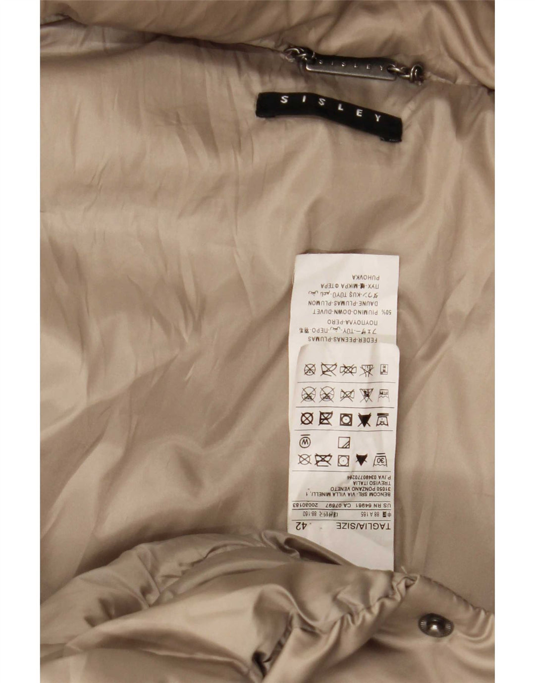 Sisley Womens Hooded Double Breasted Padded Coat IT 42 Medium Beige