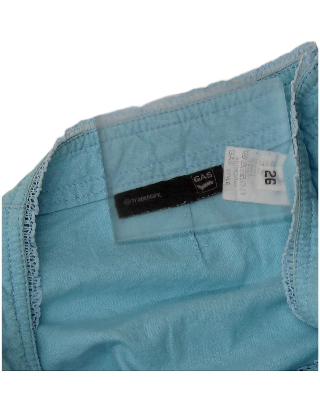 Gas Womens Straight Capri Trousers W26 L21 Turquoise Cotton