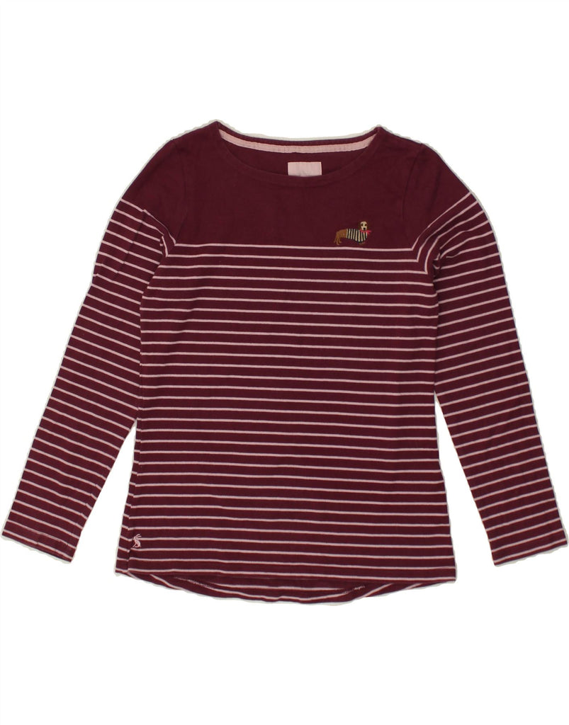 JOULES Womens Top Long Sleeve UK 10 Small Maroon Striped Cotton | Vintage Joules | Thrift | Second-Hand Joules | Used Clothing | Messina Hembry 