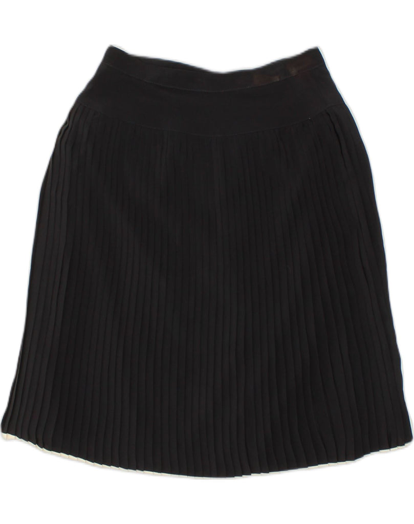 VINTAGE Womens High Waist Pleated Skirt W28 Medium  Black Polyester | Vintage Vintage | Thrift | Second-Hand Vintage | Used Clothing | Messina Hembry 