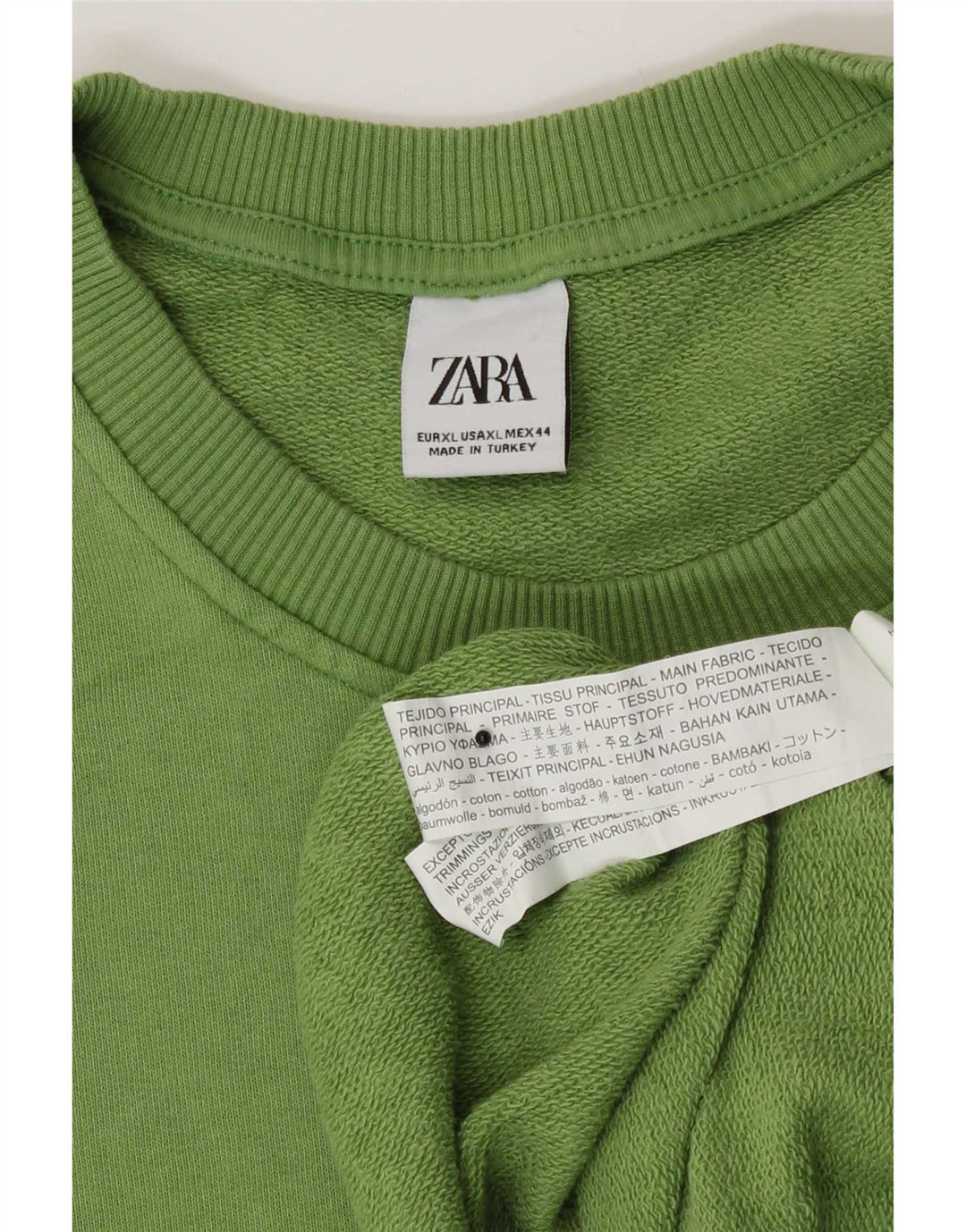 Zara Mens Sweatshirt Jumper XL Green Cotton
