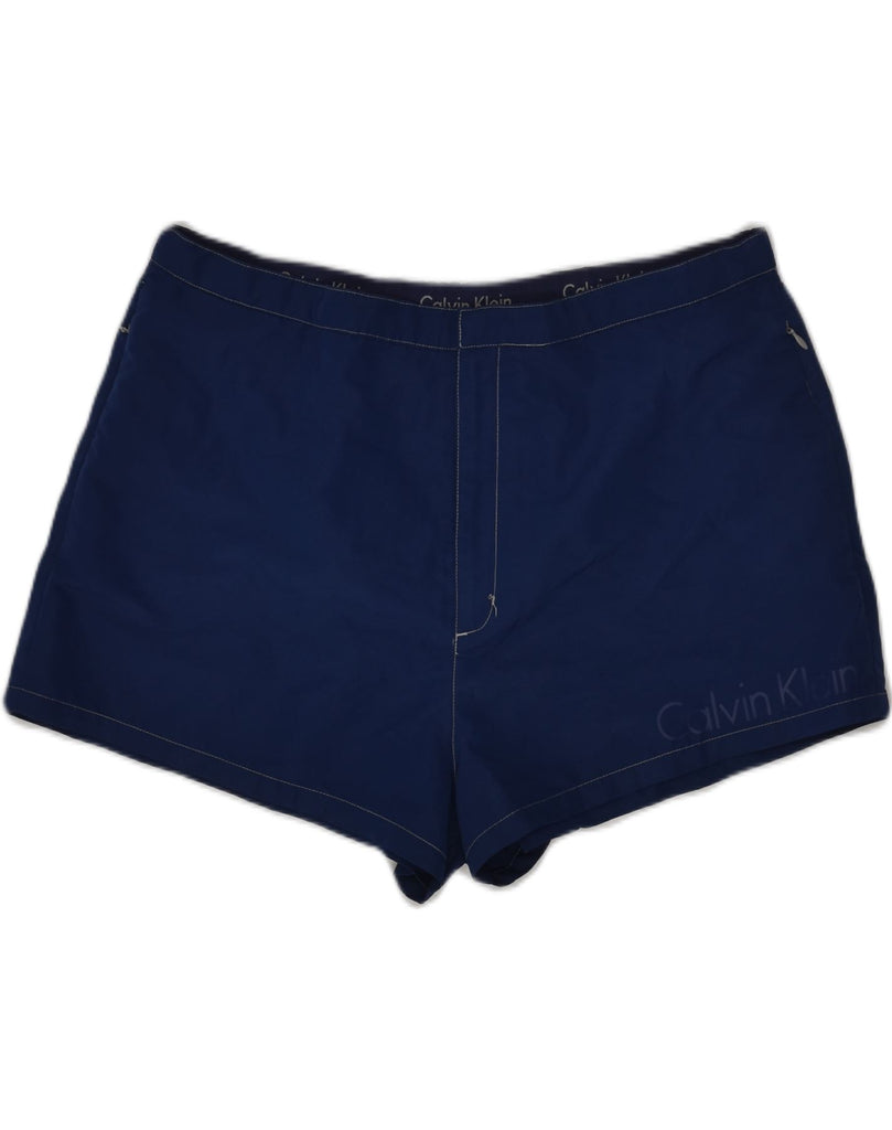 CALVIN KLEIN Mens Sport Shorts XL Navy Blue Polyester | Vintage Calvin Klein | Thrift | Second-Hand Calvin Klein | Used Clothing | Messina Hembry 