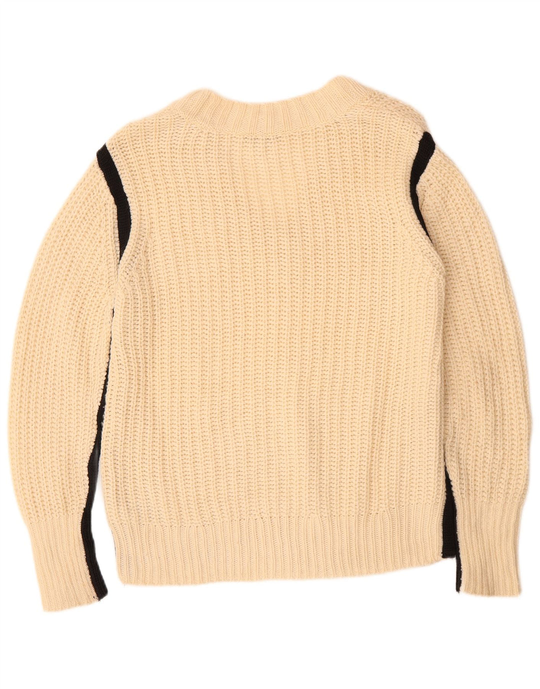 REISS Womens Oversized V-Neck Jumper Sweater UK 6 XS Beige Colourblock