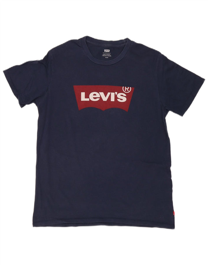 LEVI'S Mens Graphic T-Shirt Top Medium Navy Blue Cotton