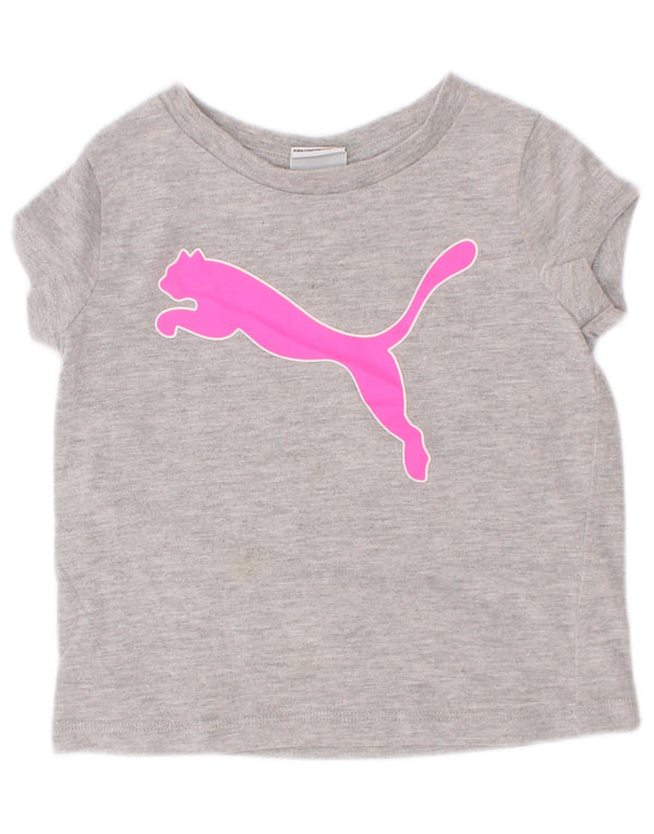 Puma Baby Girls Short Sleeve Graphic T-Shirt Top 18-24 Months Grey Flecked