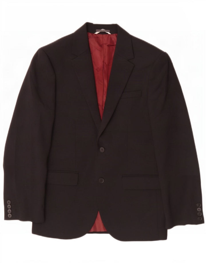 Marks & Spencer Mens 2 Button Slim Blazer Jacket UK 36 Small Black Wool