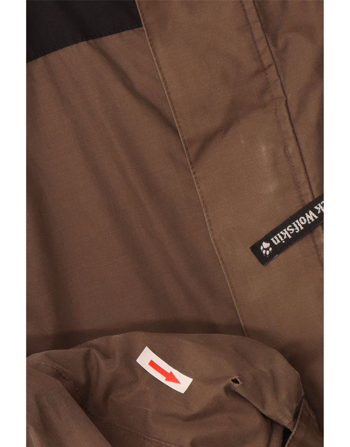 Jack Wolfskin Mens Hooded Windbreaker Jacket UK 38 Medium Brown Colourblock