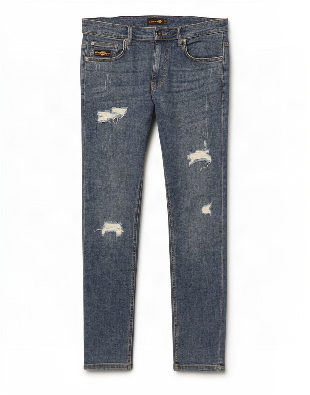 Bench Mens Distressed Slim Jeans W34 L32 Blue Cotton