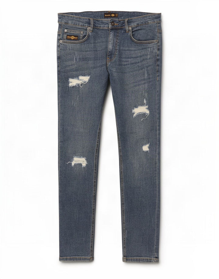 Bench Mens Distressed Slim Jeans W34 L32 Blue Cotton