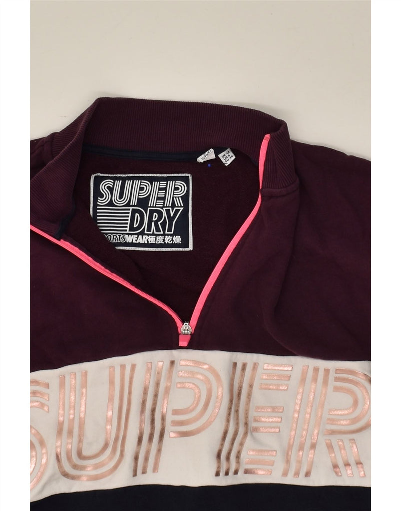 SUPERDRY Womens Graphic Zip Neck Sweatshirt Jumper UK 12 Medium  Black | Vintage Superdry | Thrift | Second-Hand Superdry | Used Clothing | Messina Hembry 