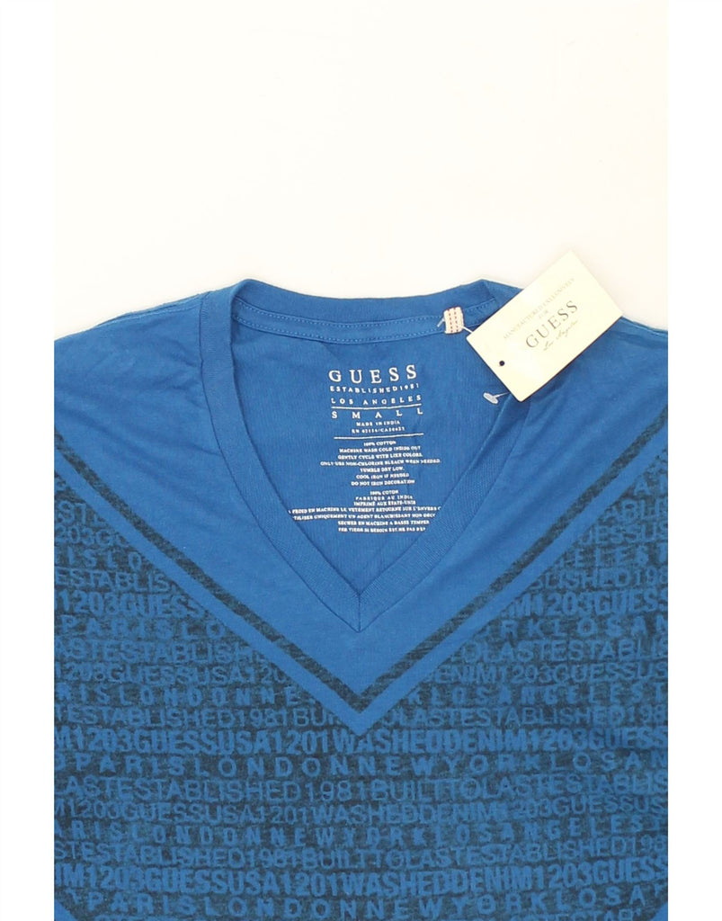 GUESS Mens Graphic T-Shirt Top Small Blue Geometric Cotton | Vintage Guess | Thrift | Second-Hand Guess | Used Clothing | Messina Hembry 