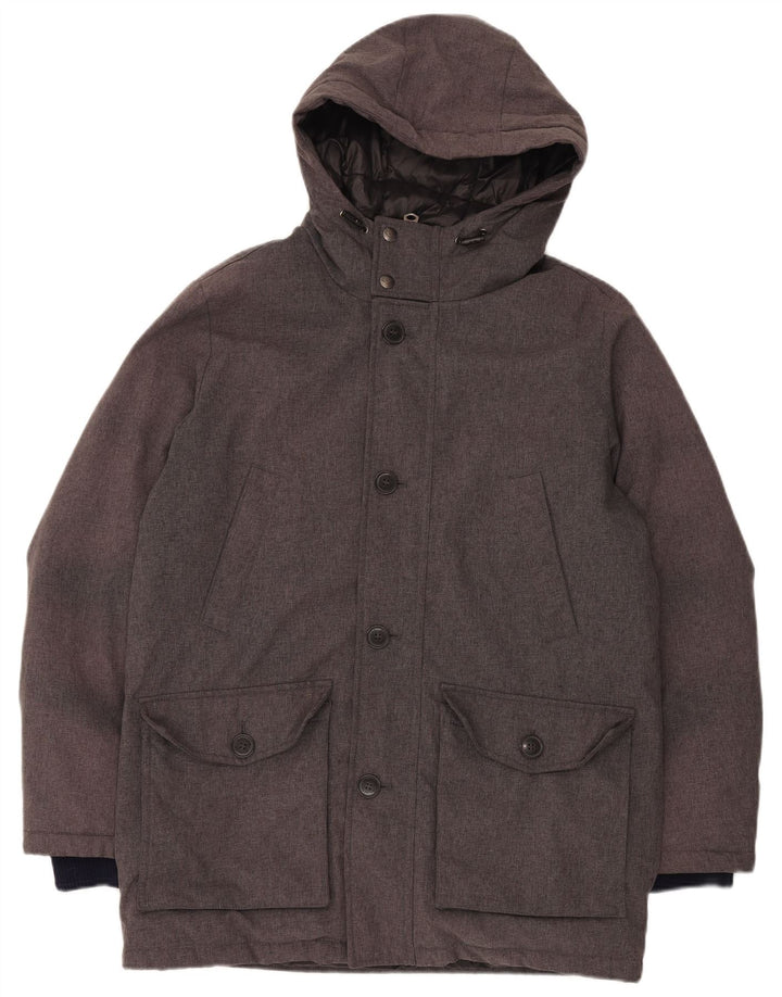 Dockers Mens Hooded Padded Coat UK 38 Medium Grey Polyester