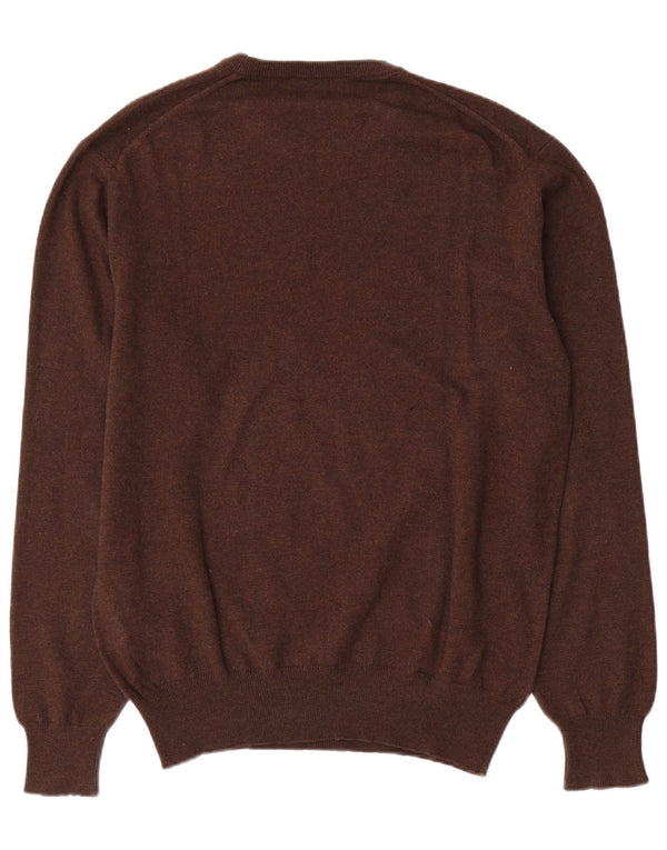 Fred Perry Mens Crew Neck Jumper Sweater Medium Brown Wool