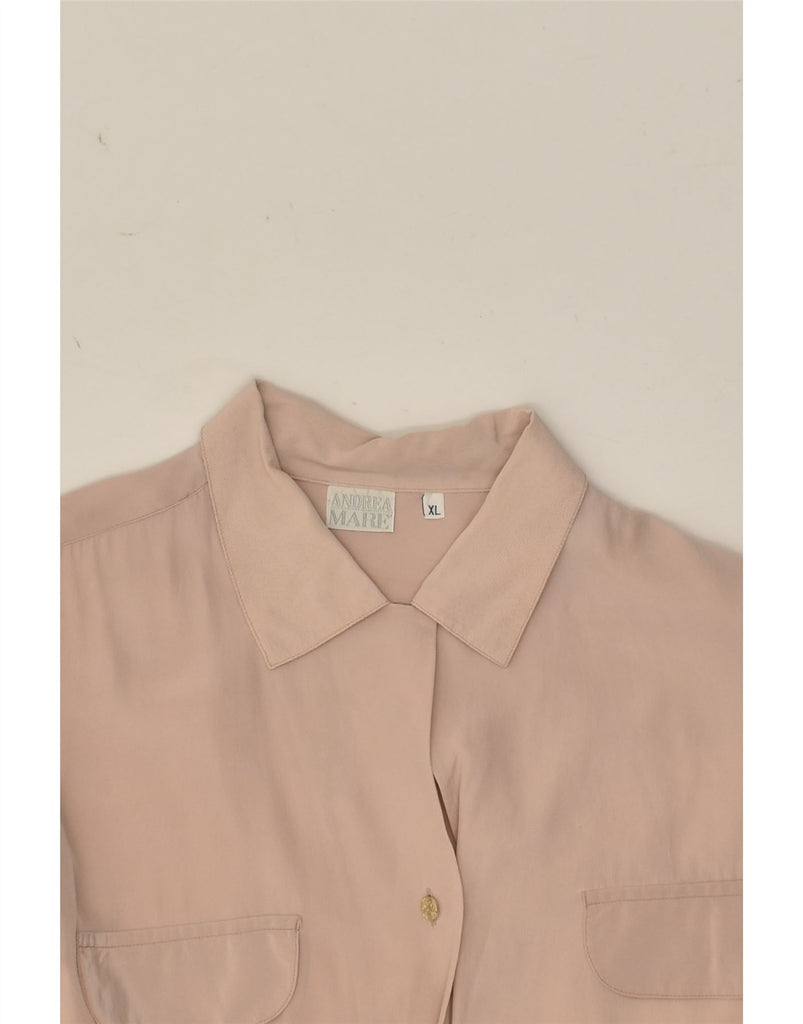 ANDREA MARE Womens Shirt UK 18 XL Beige Silk | Vintage Andrea Mare | Thrift | Second-Hand Andrea Mare | Used Clothing | Messina Hembry 