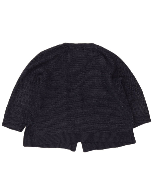 Fat Face Womens Crop 3/4 Sleeve Open Cardigan Sweater UK 16 Large Navy Blue