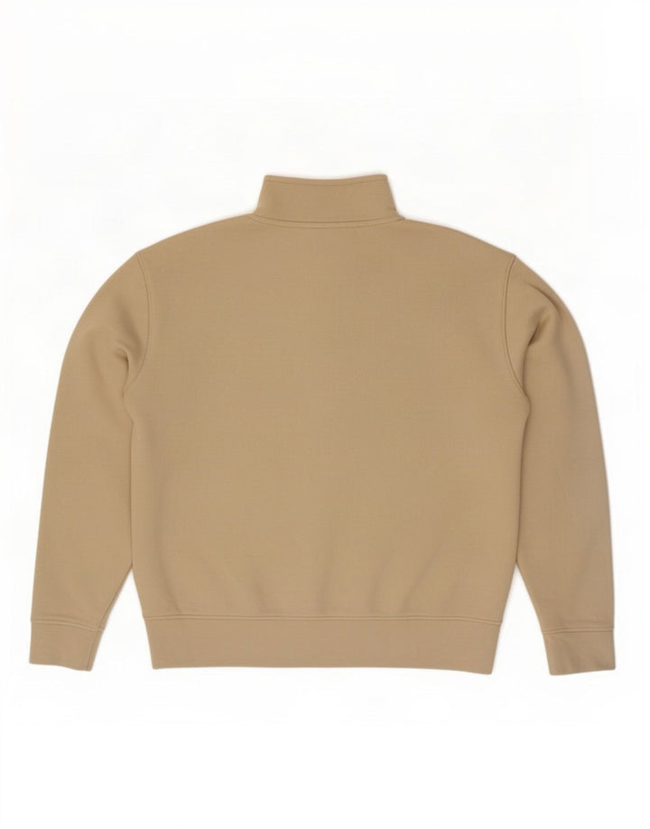 Zara Mens Zip Neck Sweatshirt Jumper Medium Beige Cotton