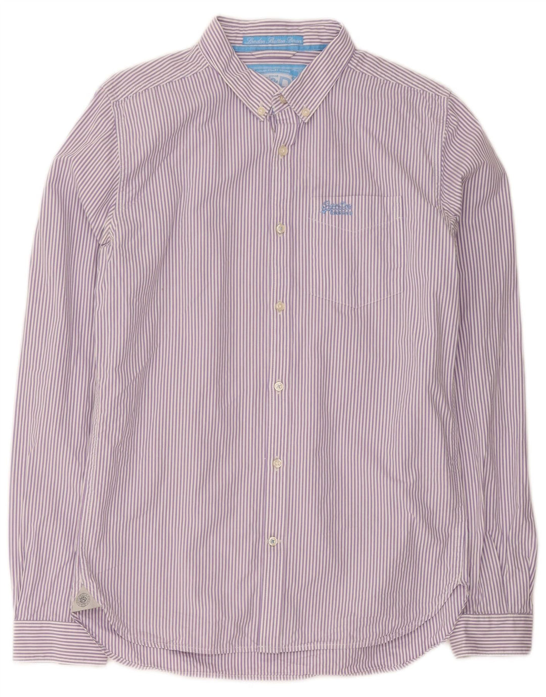 Superdry Mens Shirt Medium Purple Pinstripe Cotton