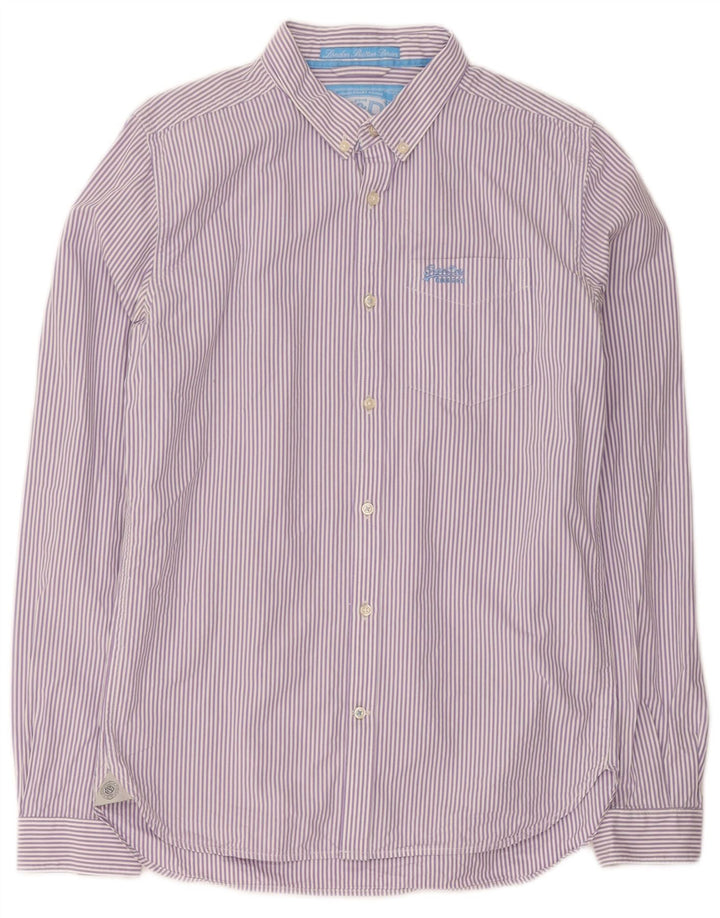 Superdry Mens Shirt Medium Purple Pinstripe Cotton