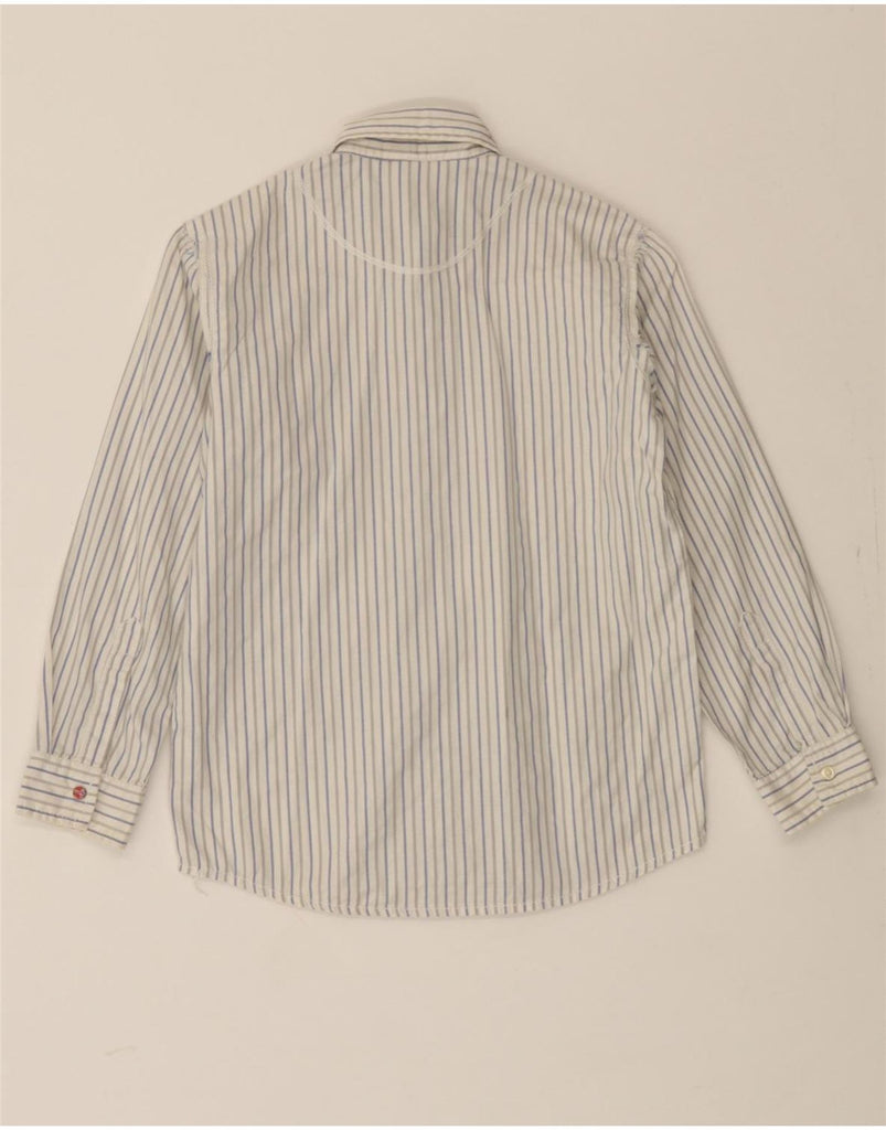 NAPAPIJRI Girls Graphic Shirt 7-8 Years White Striped Cotton Vintage Napapijri and Second-Hand Napapijri from Messina Hembry 