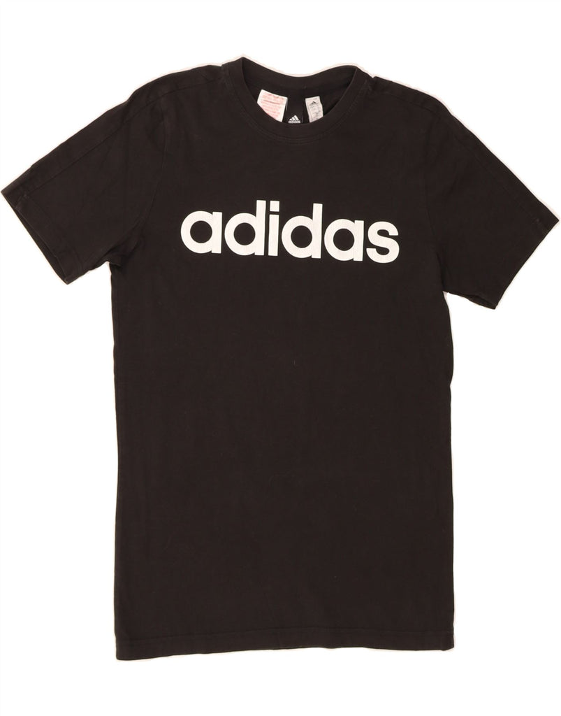 ADIDAS Girls Graphic T-Shirt Top 13-14 Years Black Cotton Vintage Adidas and Second-Hand Adidas from Messina Hembry 