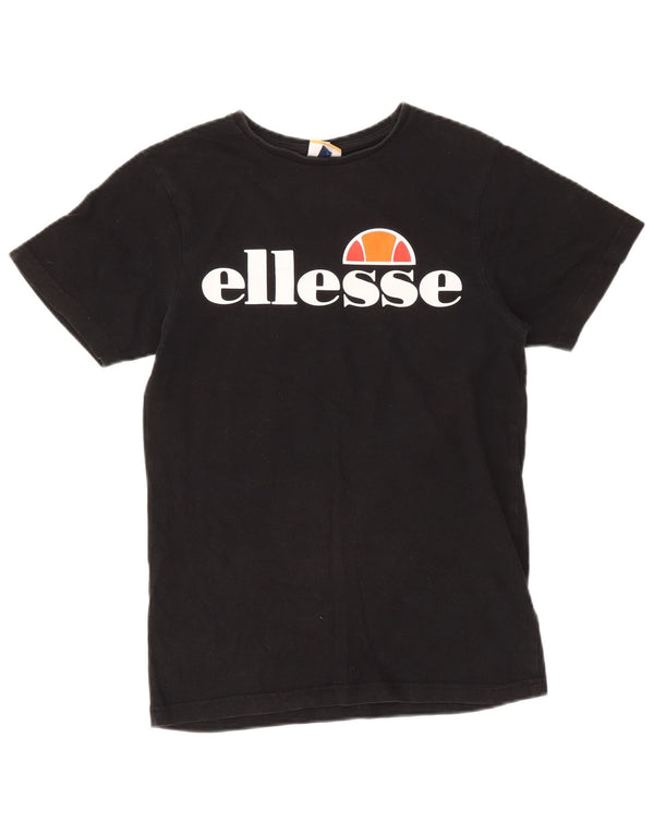 Ellesse Womens Graphic T-Shirt Top UK 8 Small Black Cotton