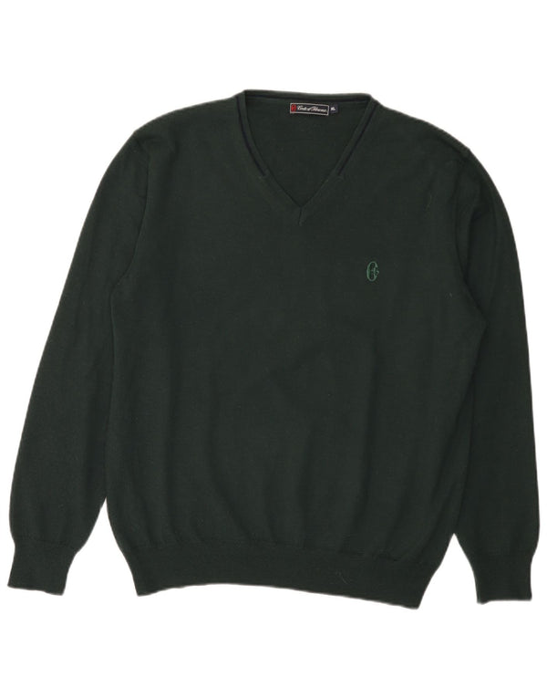 Conte of Florence Womens V-Neck Jumper Sweater UK 18 XL Green Wool