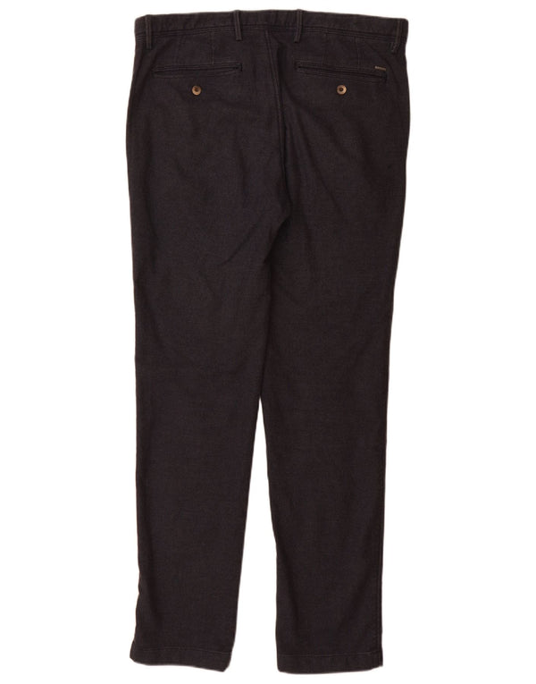 Massimo Dutti Mens Slim Fit Chino Trousers EU 42 Large W32 L32 Navy Blue
