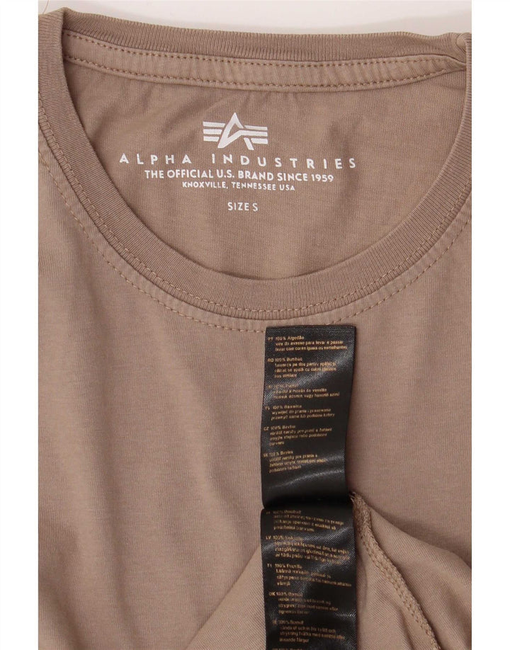 Alpha Industries Mens Graphic T-Shirt Top Small Brown Cotton