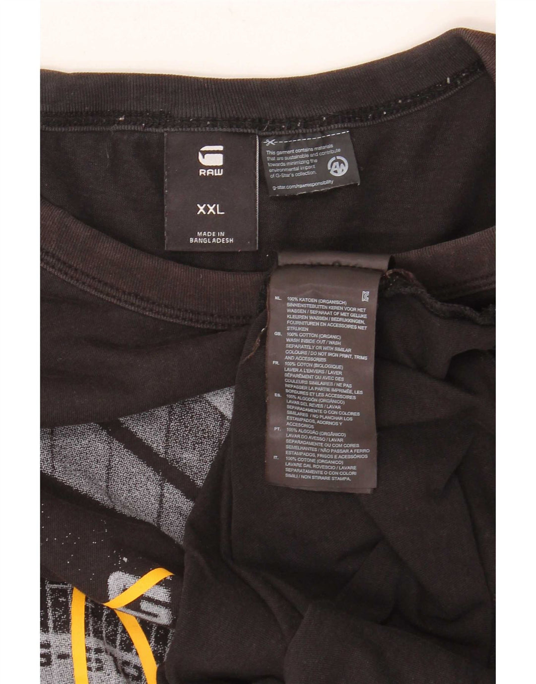 G-Star Mens Graphic T-Shirt Top 2XL Black Cotton