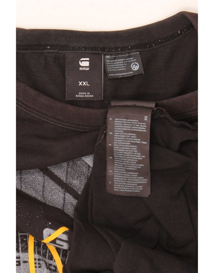 G-Star Mens Graphic T-Shirt Top 2XL Black Cotton