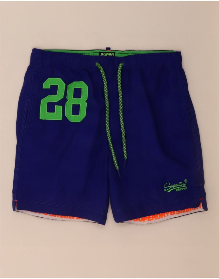 Superdry Mens Graphic Swimming Shorts Medium Blue Polyester