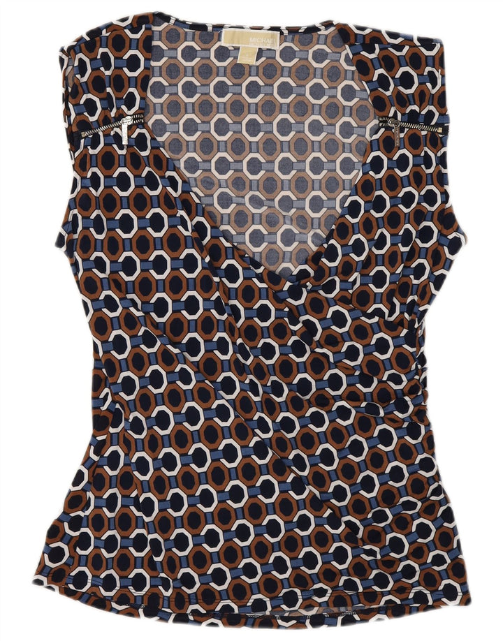 Michael Kors Womens Blouse Top UK 14 Large Multicoloured Geometric