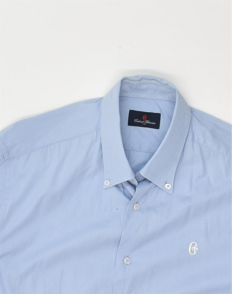 CONTE OF FLORENCE Mens Shirt Medium Blue Cotton | Vintage Conte of Florence | Thrift | Second-Hand Conte of Florence | Used Clothing | Messina Hembry 