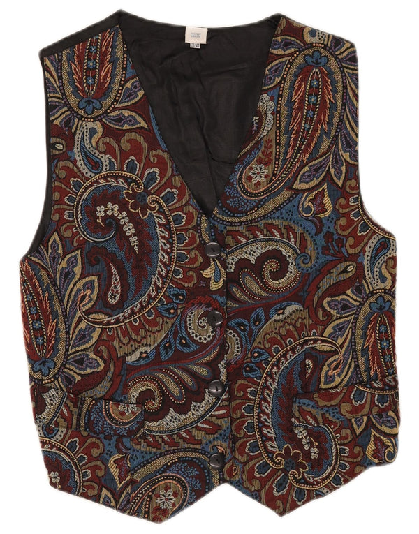 Vintage Womens Waistcoat EU 38/40 Medium Multicoloured Paisley Viscose