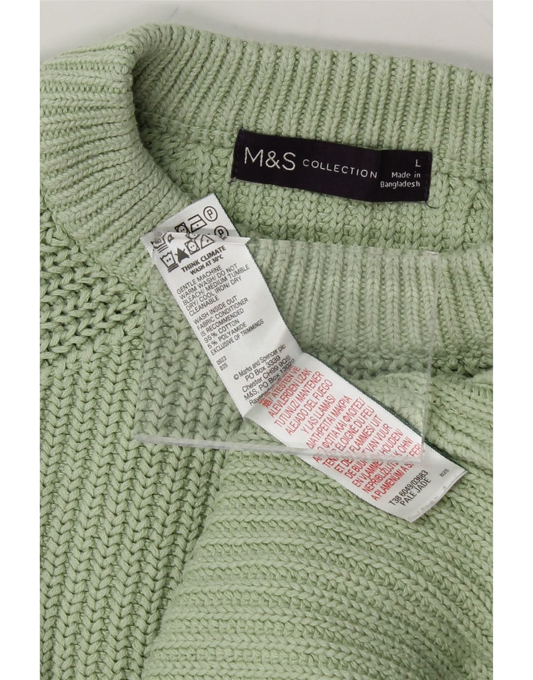 MARKS & SPENCER Womens Crew Neck Jumper Sweater UK 16 Large Green Vintage Marks & Spencer and Second-Hand Marks & Spencer from Messina Hembry 