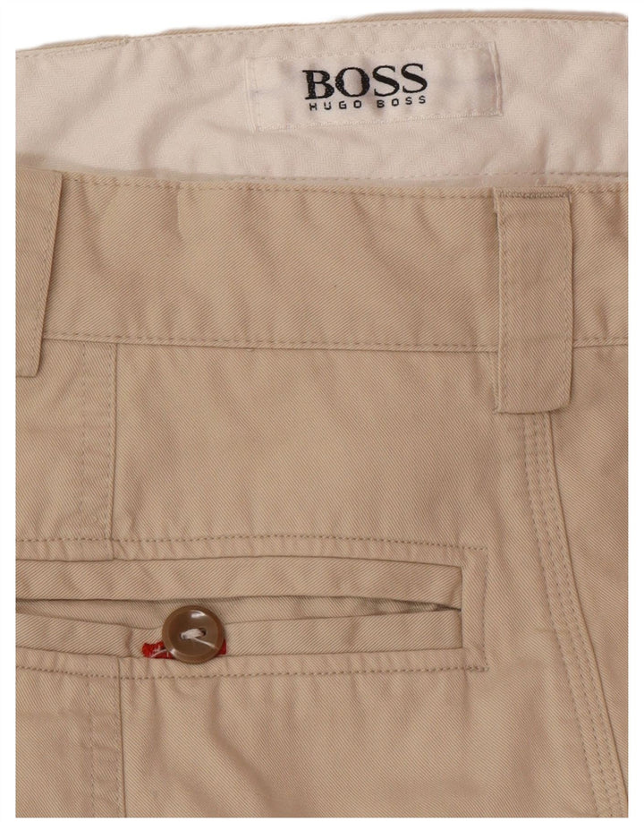 HUGO BOSS Mens Pegged Chino Trousers W34 L32 Beige Cotton