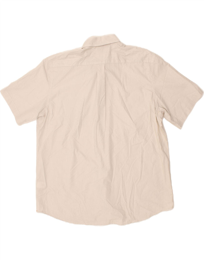 DOCKERS Mens Short Sleeve Shirt XL Beige Pinstripe Cotton Vintage Dockers and Second-Hand Dockers from Messina Hembry 