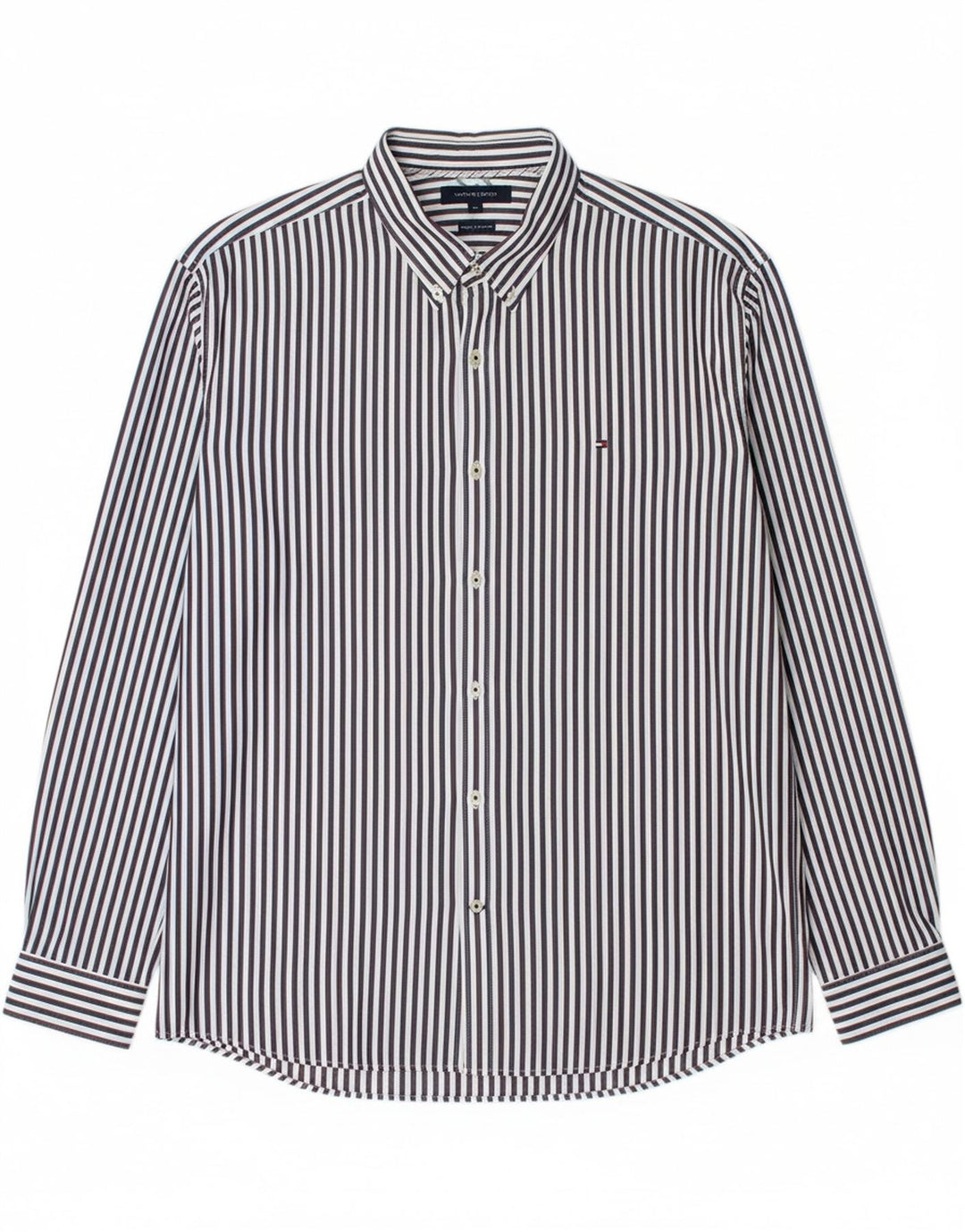 TOMMY HILFIGER Mens Shirt 2XL Blue Pinstripe Cotton