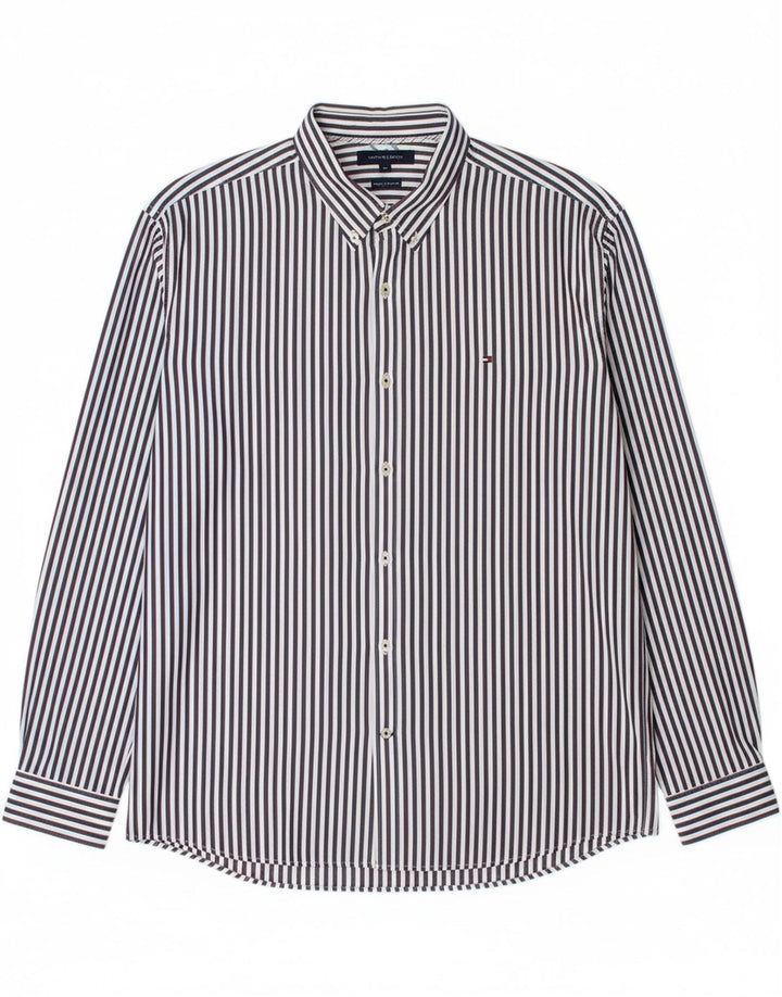 TOMMY HILFIGER Mens Shirt 2XL Blue Pinstripe Cotton