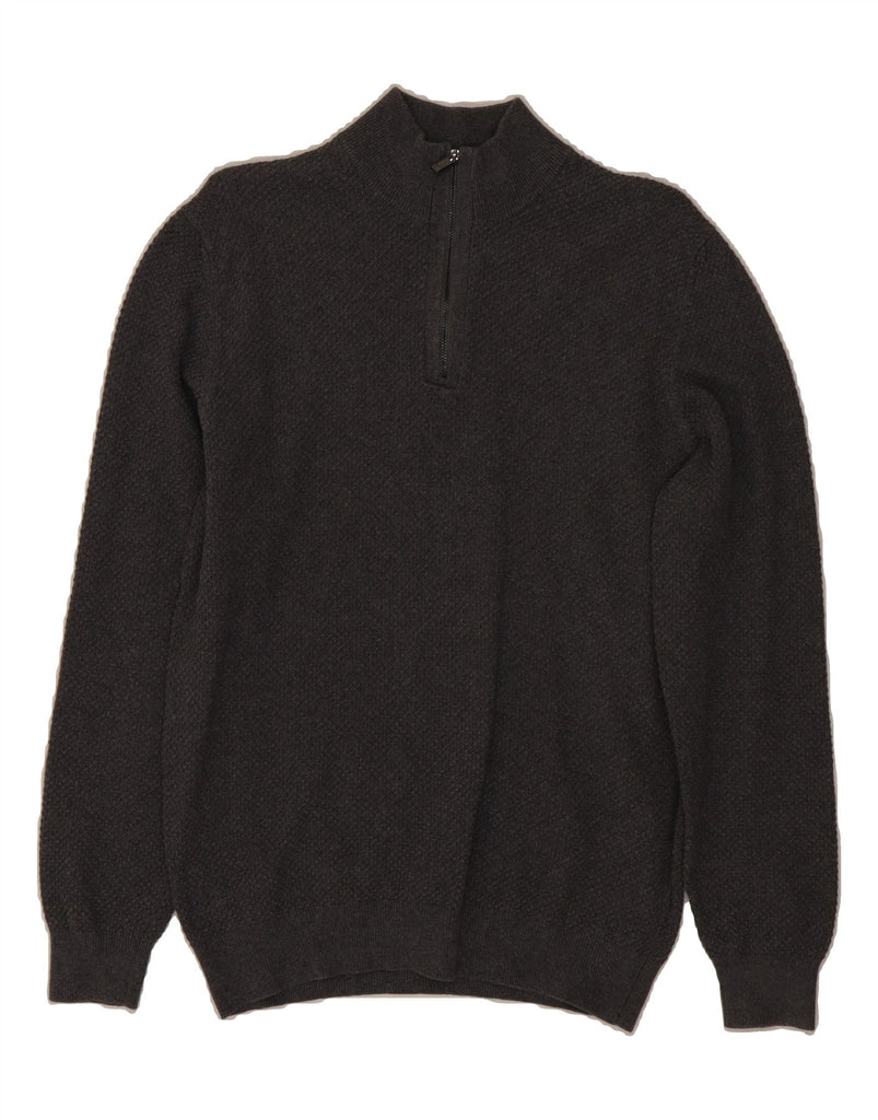 MASSIMO DUTTI Mens Zip Neck Jumper Sweater Large Grey Cotton Vintage Massimo Dutti and Second-Hand Massimo Dutti from Messina Hembry 