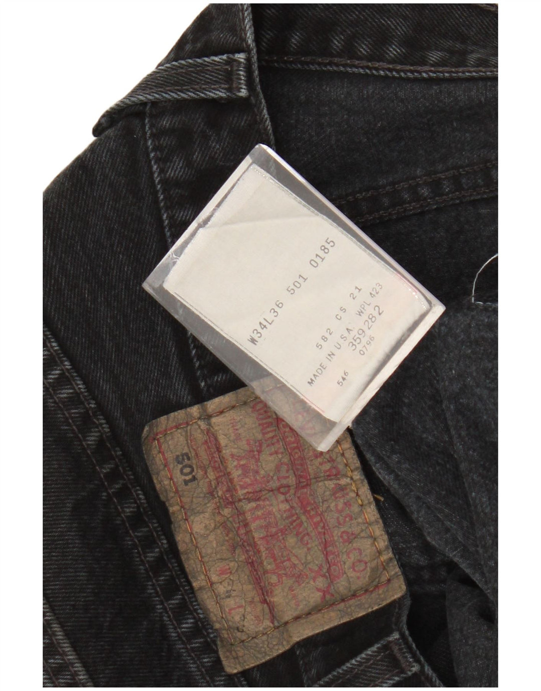 LEVI'S Mens 501 Straight Jeans W34 L30 Black Cotton