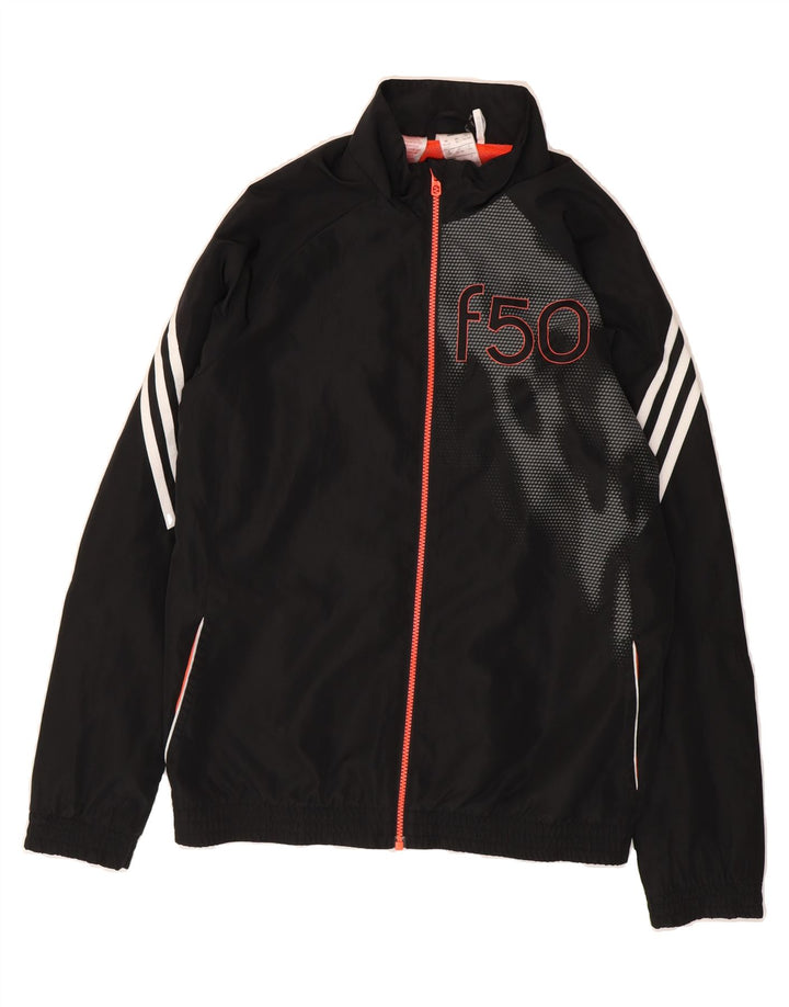 ADIDAS Boys F50 Graphic Tracksuit Top Jacket 15-16 Years Black Polyester Vintage Adidas and Second-Hand Adidas from Messina Hembry 