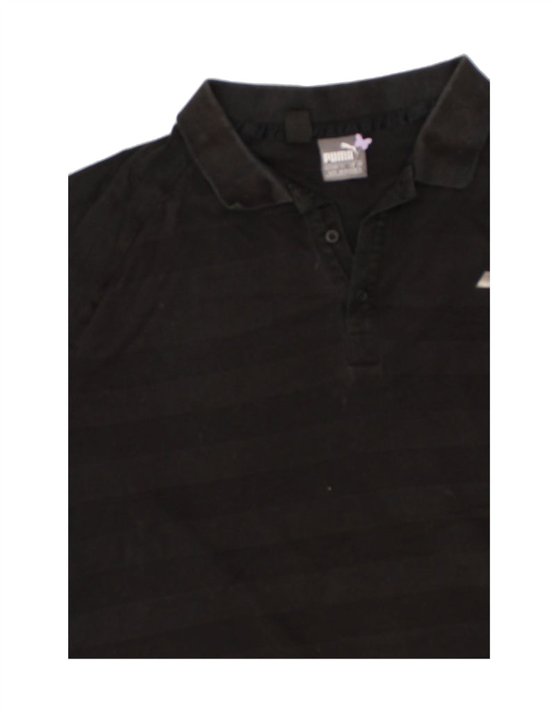 PUMA Mens Polo Shirt XL Black Striped Cotton | Vintage Puma | Thrift | Second-Hand Puma | Used Clothing | Messina Hembry 